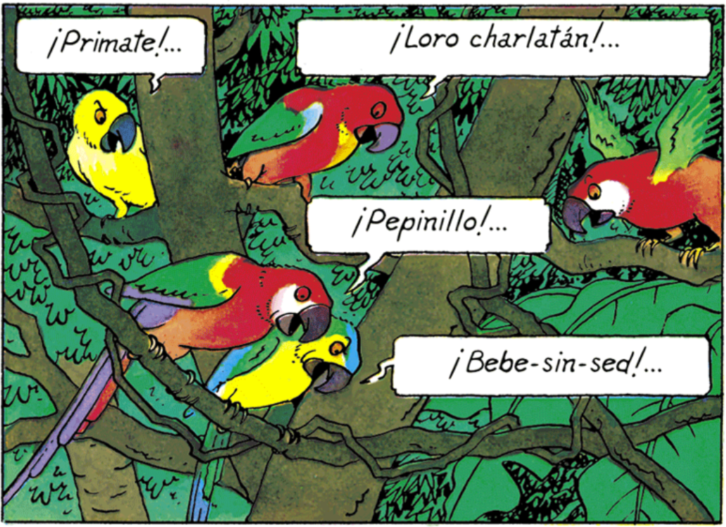 Les perroquets et les insultes de Haddock dans Le Trésor de Rackham le Rouge